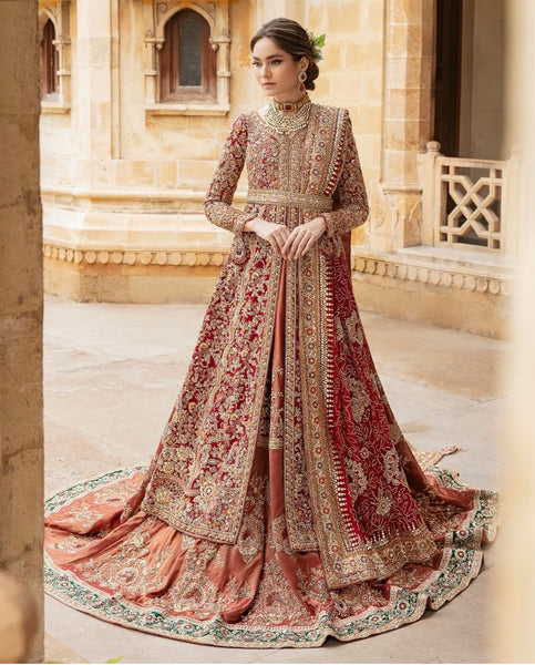 Walima Bridal Dress In Beutifull Peachy Pink Color Model# B 1789 | Pakistani  bridal dresses, Red bridal dress, Latest bridal dresses